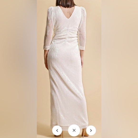 ByTimo Sequins Maxi Dress - reversible long sleeves maxi sequin Off White large - Picture 4 of 12